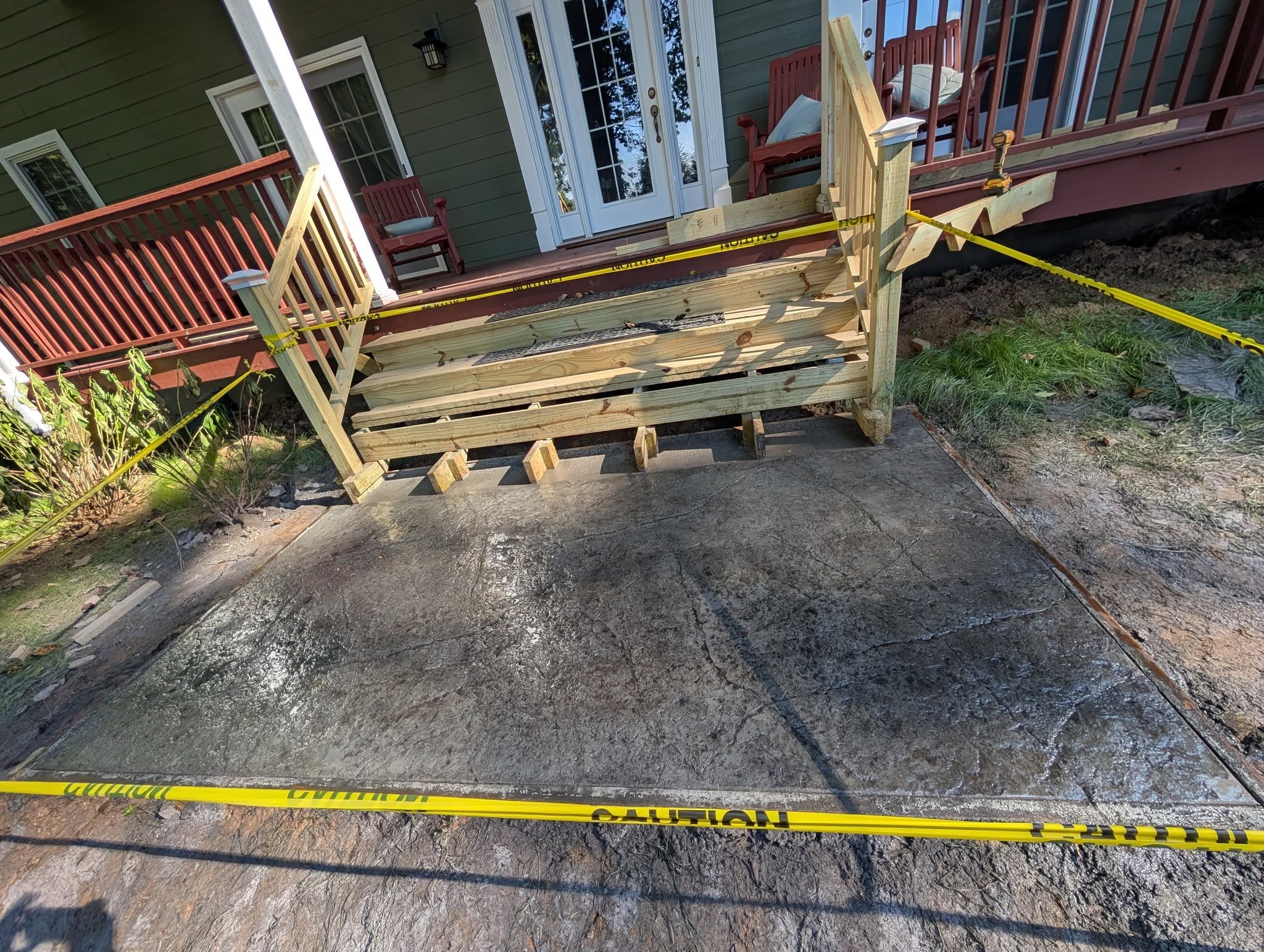 Stamped concrete stair entrance